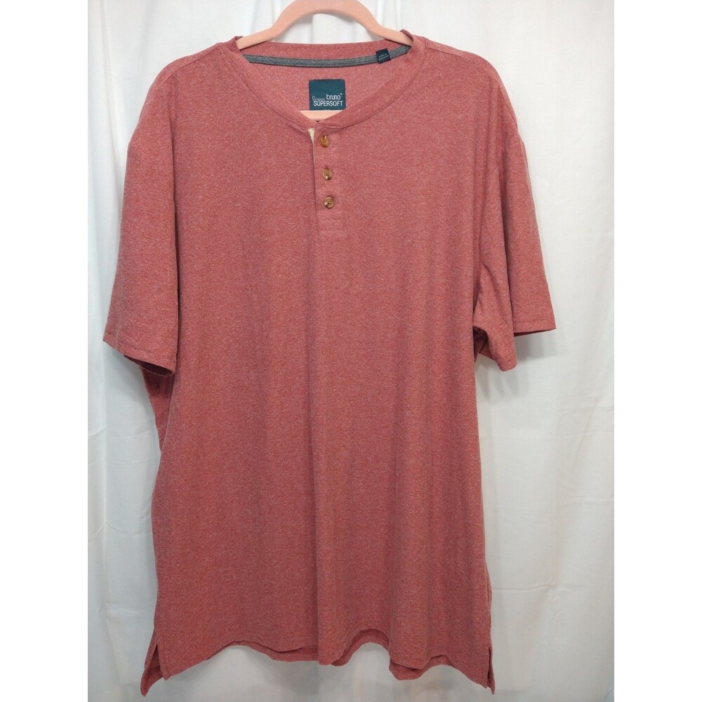 Bruno Henley T-Shirt Mens 2X Super Soft Red Short Sleeve Versatile Core Basic